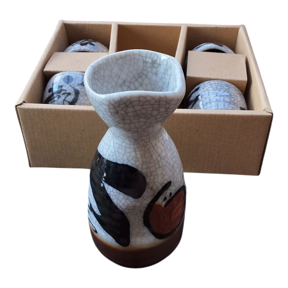 Ceramic Sake Set with Artistic Design
